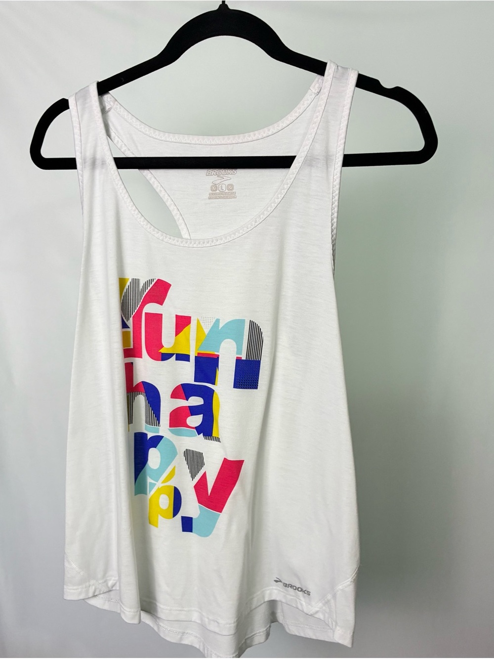 Brooks White Graphic Racerback Tank Top - Women